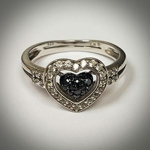 Sofia B Black Diamond and White Sapphire ring